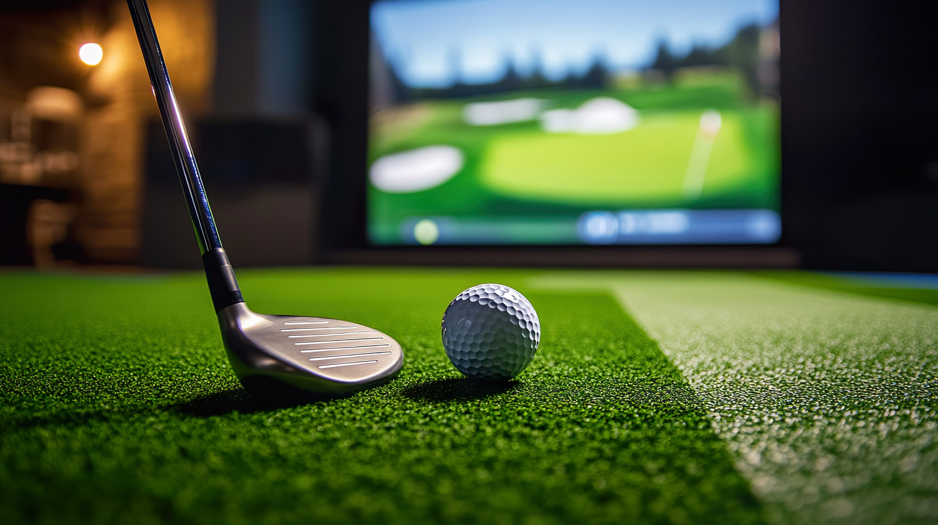 RIS GOLF STUDIO東陽町店 個室内のシミュレーションゴルフ打席とスクリーン